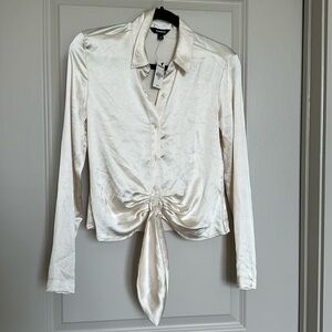 NWT silky cream long sleeve Express blouse - size xs